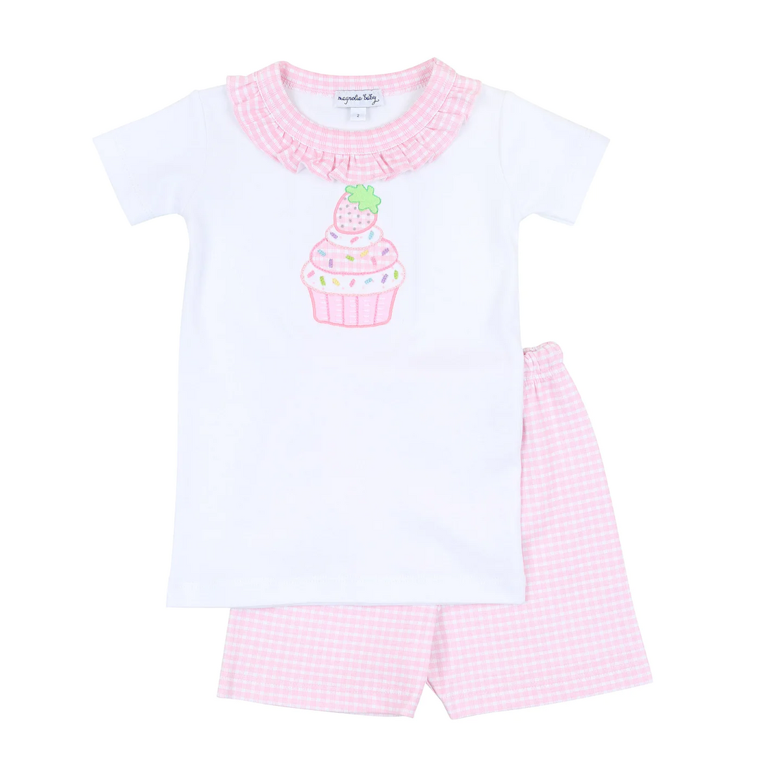 Strawberry Cupcake applique pajamas