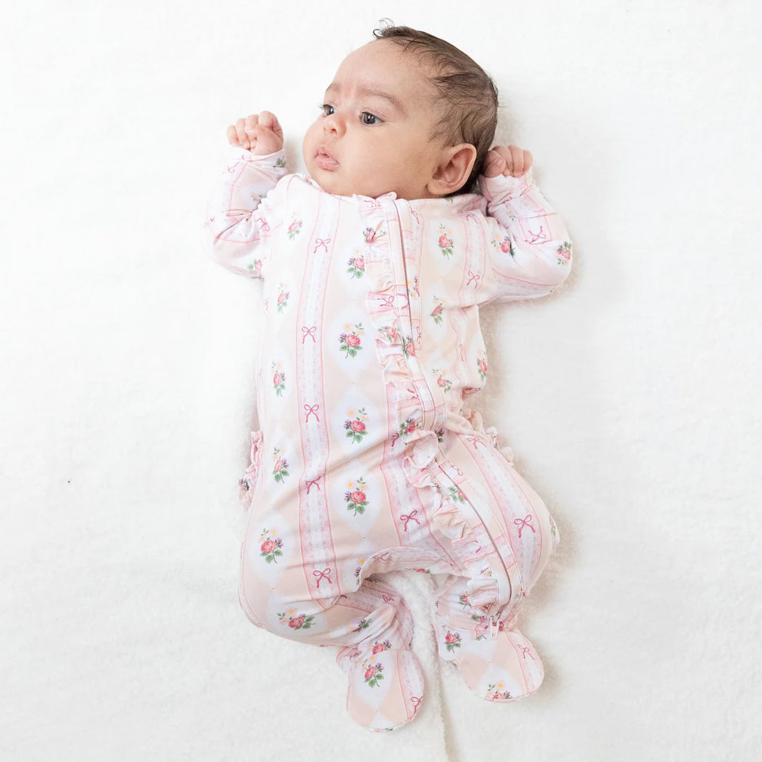 Ogee Lace Floral 2-Way Zipper Footie