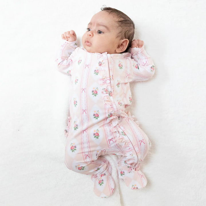 Ogee Lace Floral 2-Way Zipper Footie