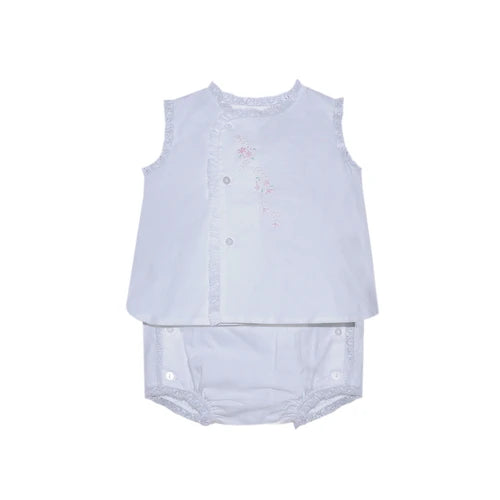 White Diaper Set | Floral Embroidery