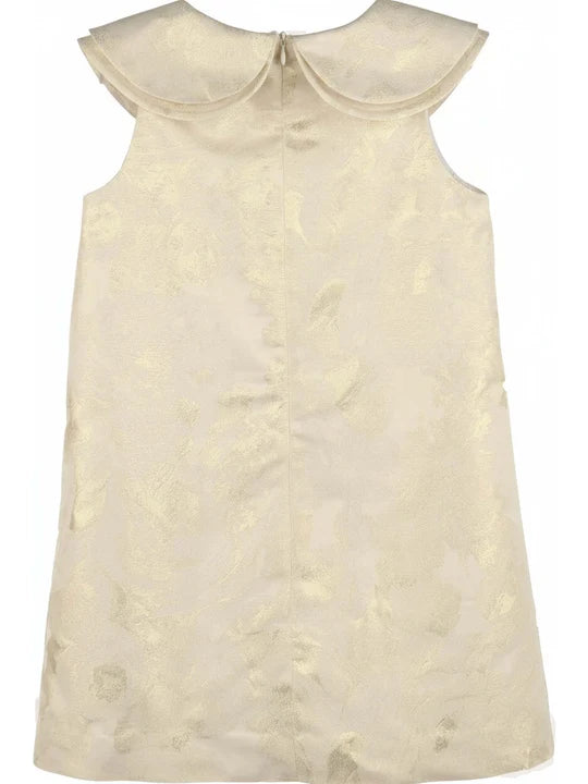 Golden Flowers A-line Dress- Gold