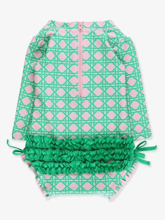 Long Sleeve Rash Guard Swim- Pink Coastal Cane