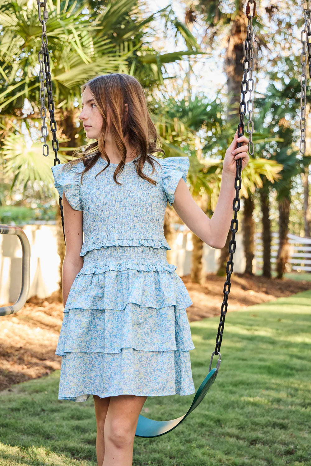 Claire Dress- Aqua Floral