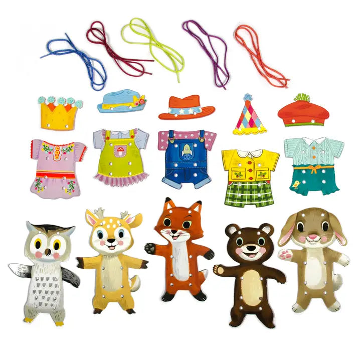 Woodland Friends Dress Up Lacing Cards