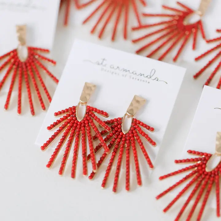 Starburst Earrings- Red
