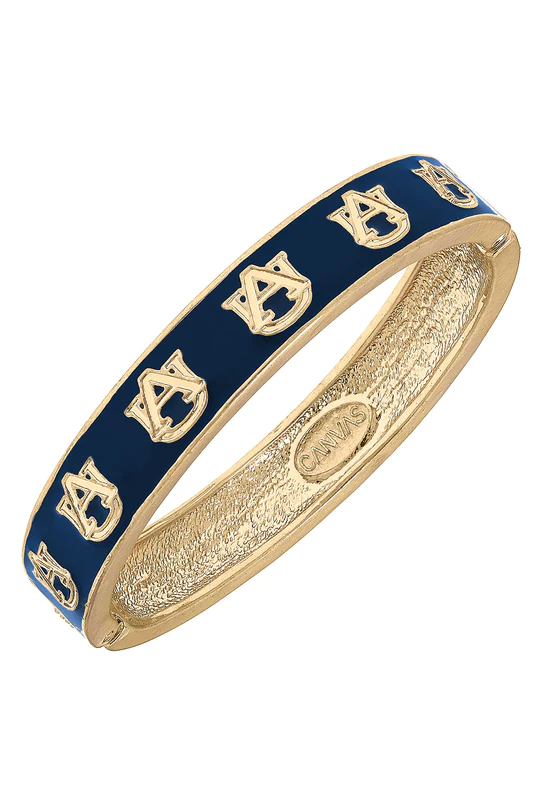 Auburn enamel logo hinge bangle bracelet- navy