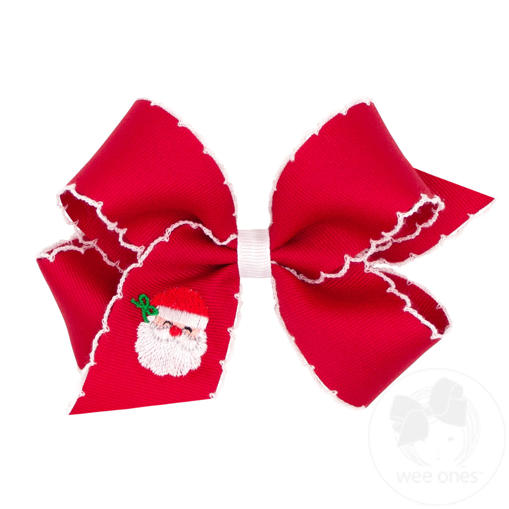 Medium Christmas Moonstitch Bow- Red Santa