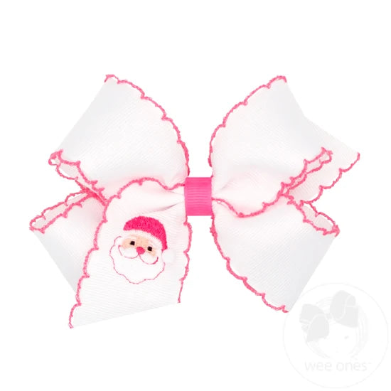 Medium Christmas Moonstitch Bow- White Santa