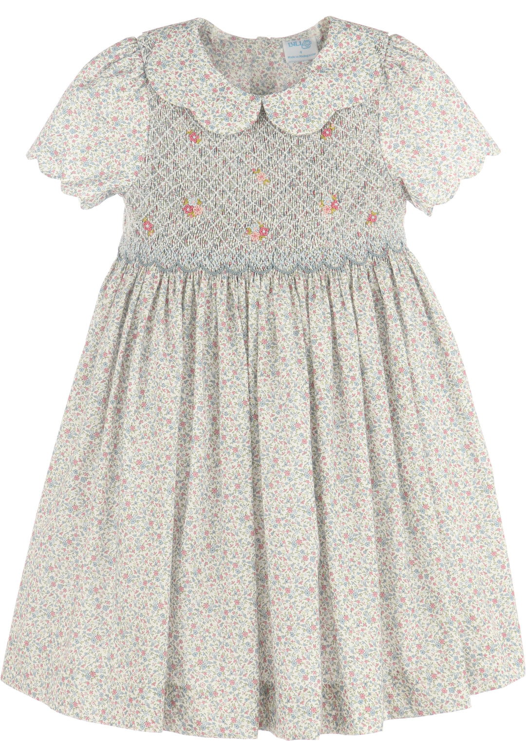 Fall Blossom Smock Dress- Blue