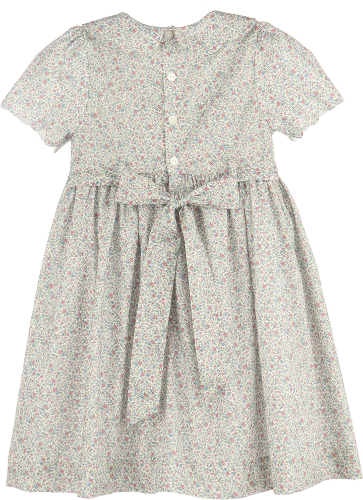 Fall Blossom Smock Dress- Blue