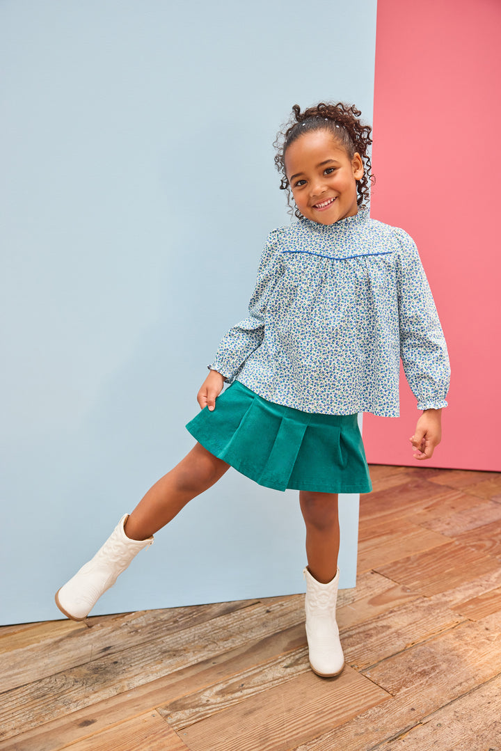 Pleated Mini Skirt- Peacock Velvet