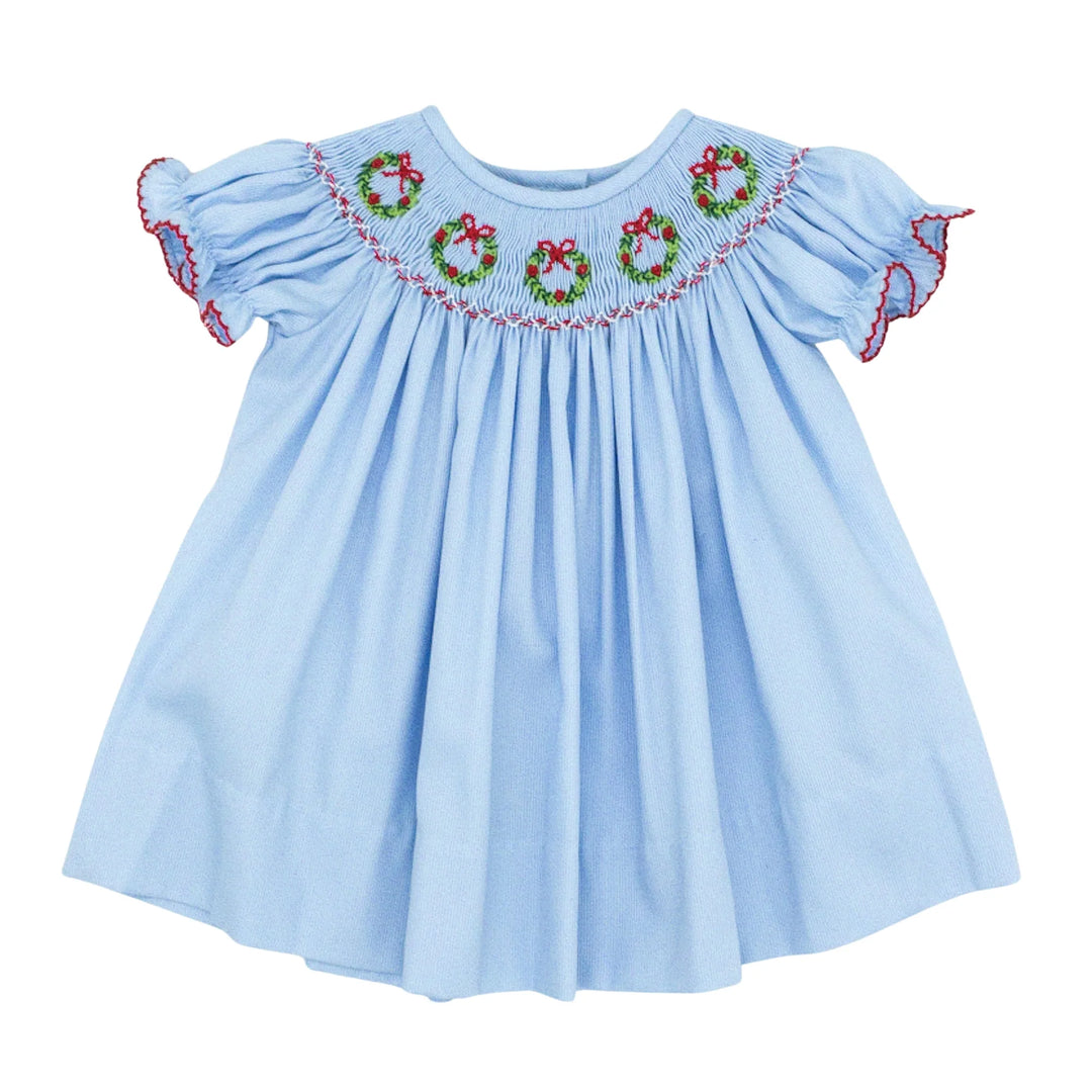 Emma Smocked Christmas Wreath Dress