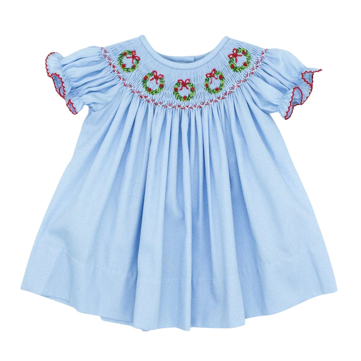 Emma Smocked Christmas Wreath Dress