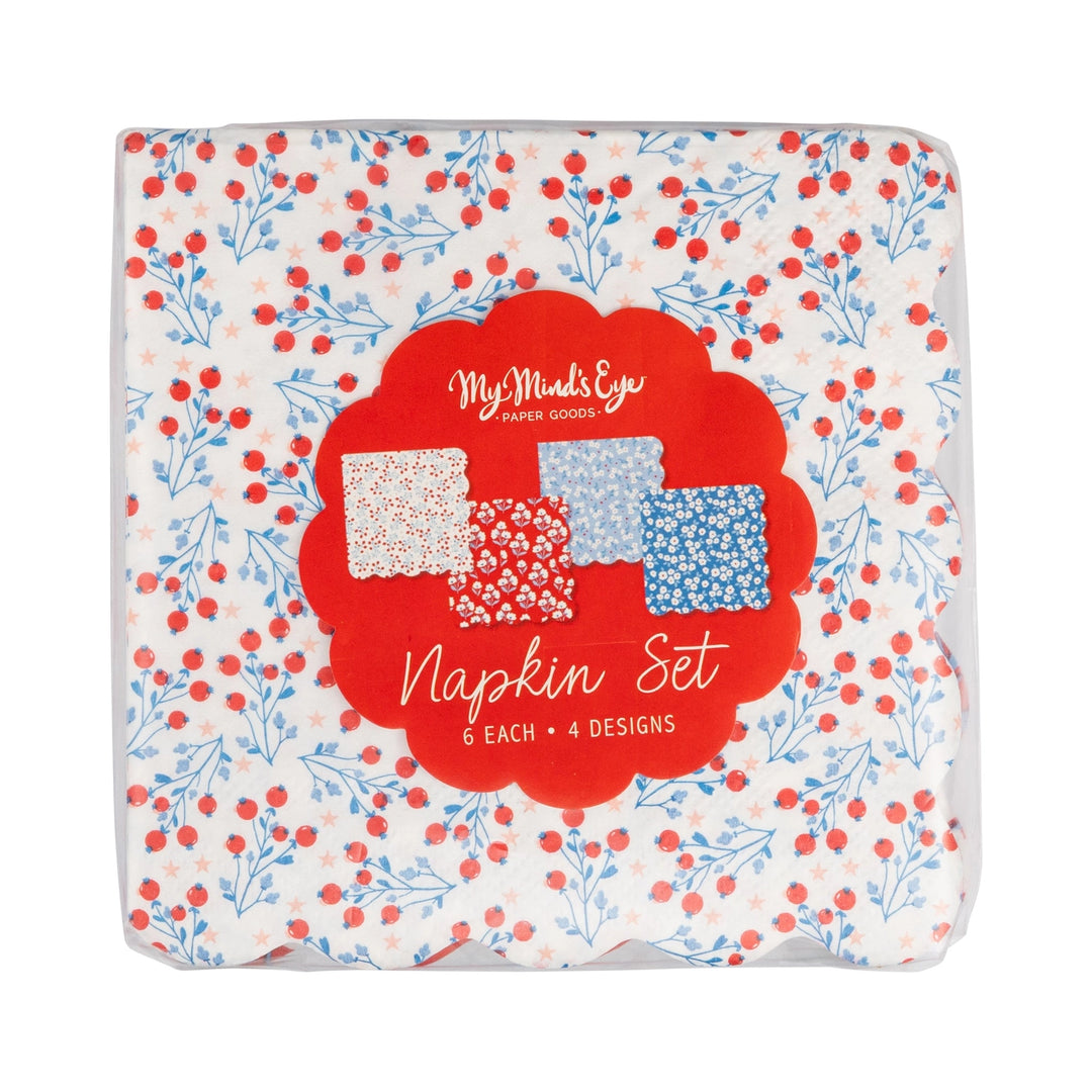 Patriotic Floral Cocktail Napkins