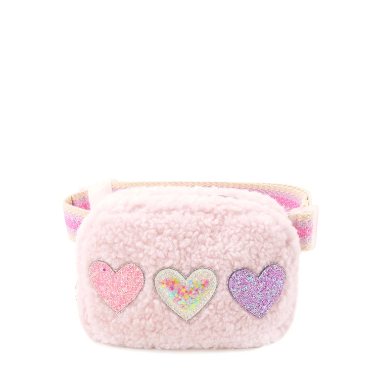 Confetti Heart-Patched Sherpa Fanny Pack