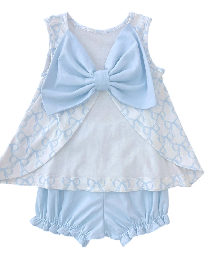 *PRE ORDER* Blue Bows Knit Lottie Bloomer Set