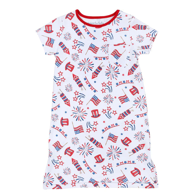 Red White and Blue Girl's Short Sleeve Nightdress
