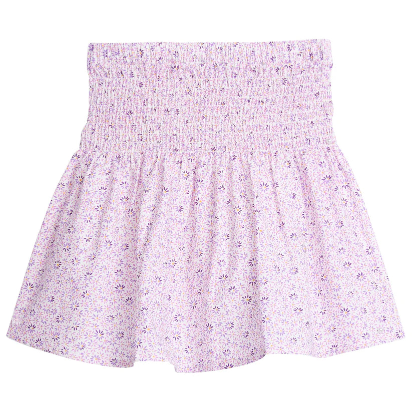 Shirred Circle Skirt- Purple Daisy
