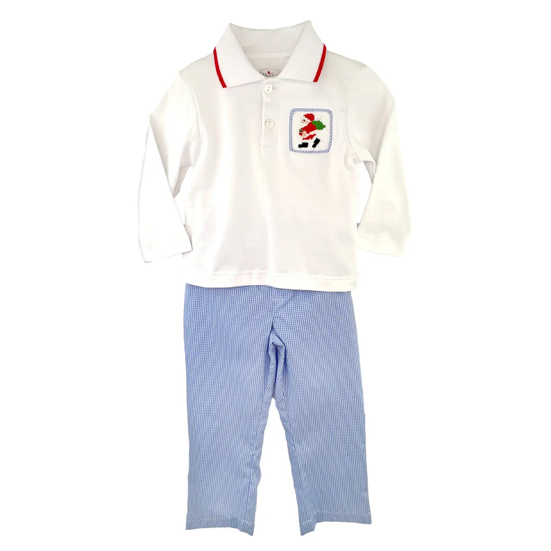 Santa Hand Smocked Polo Set