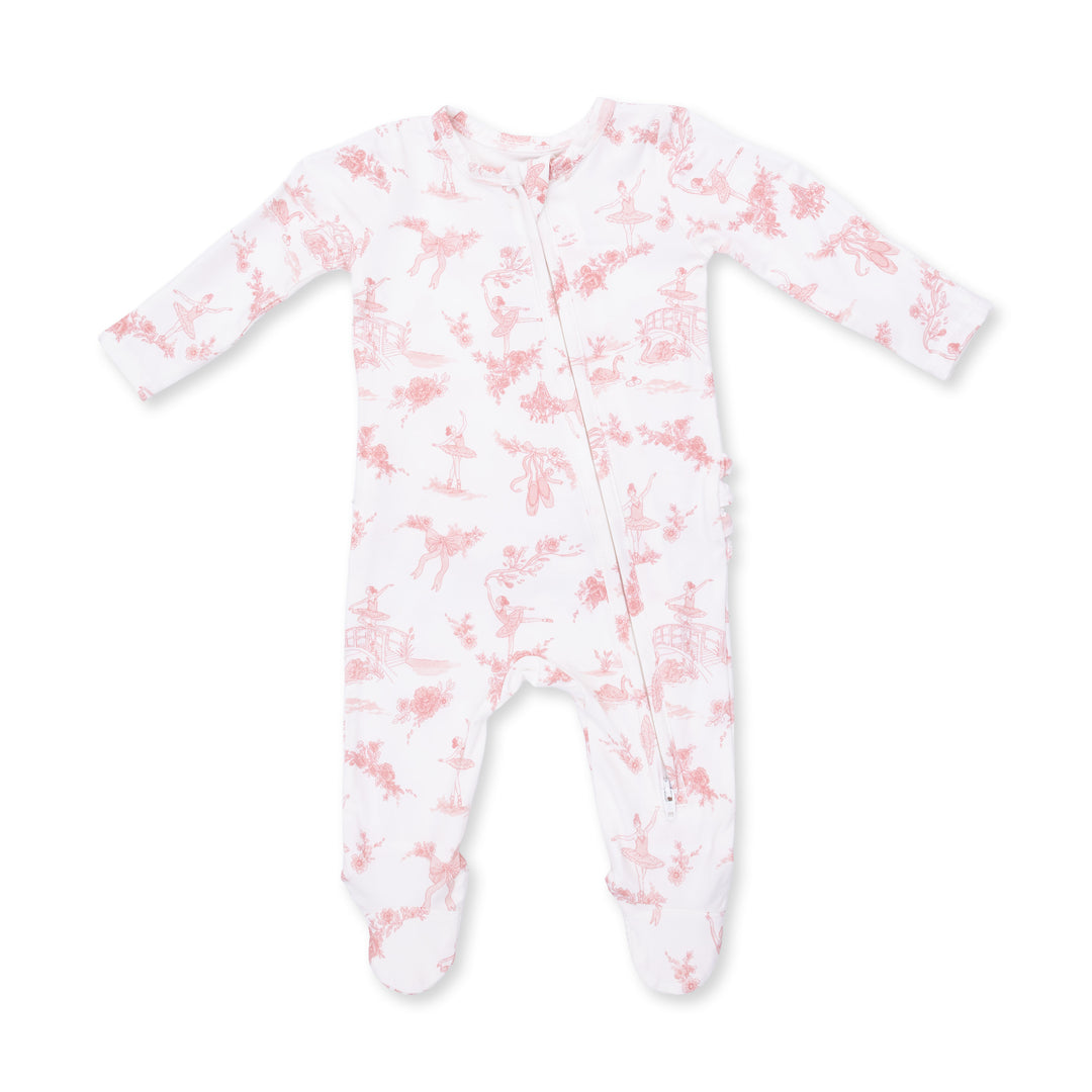 2-Way Zipper Footie- Ballet Toile