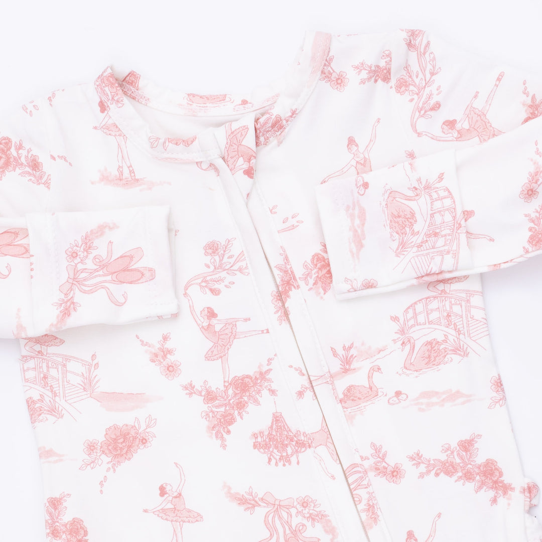 2-Way Zipper Footie- Ballet Toile