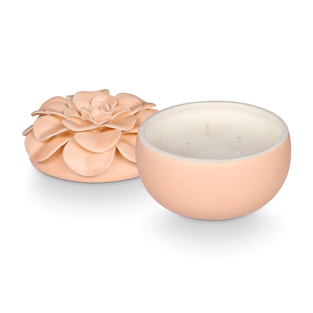 Illume Blood Orange Dahlia ceramic flower candle