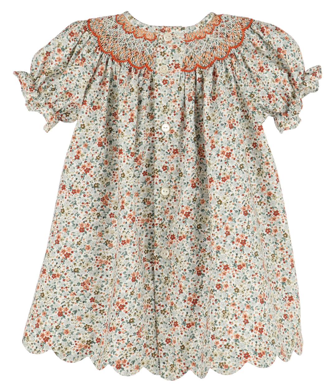 Autumn Glow Smock Bishop Dress- Green