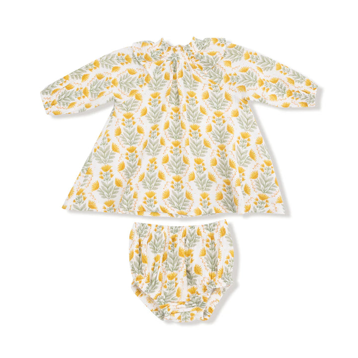 Winter Dandelion Smocked Neck Dress