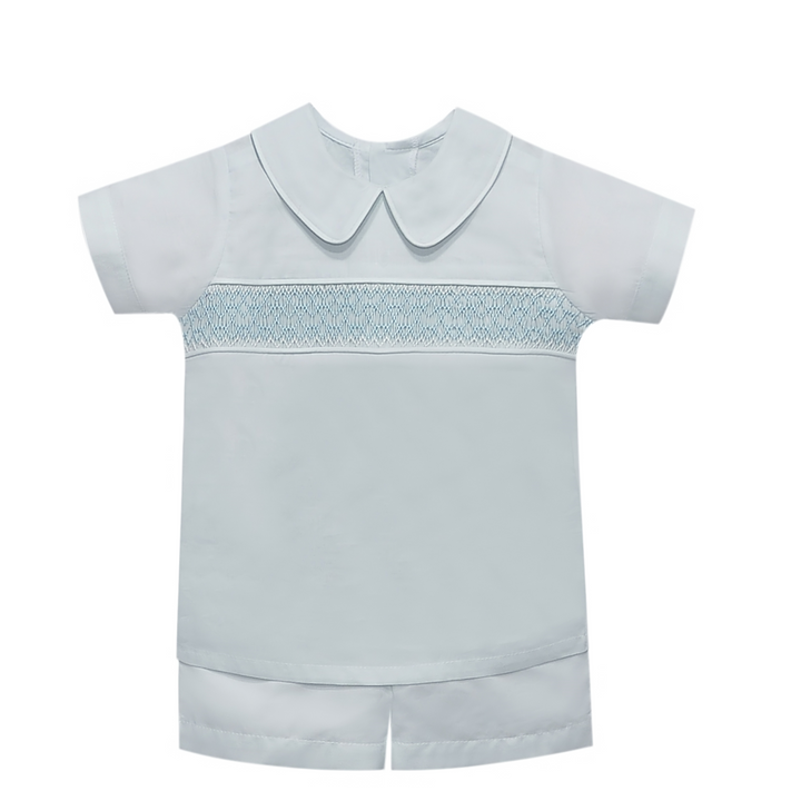 Blue Smocked Short Set