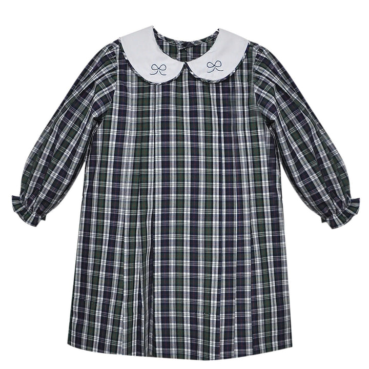 Navy Plaid Cayden Dress- Bows
