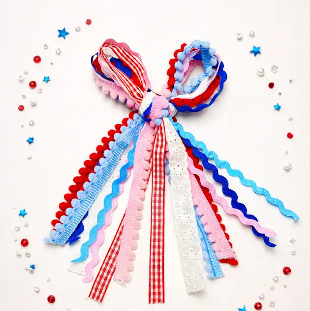 Textured Hair Bow- Americana