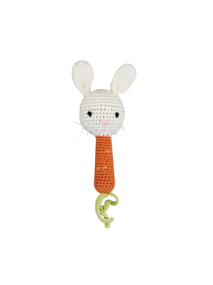 Bunny Bamboo Crochet Stick Rattle 6"