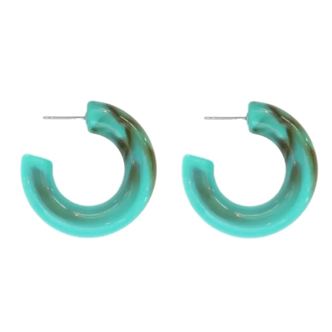 Turquoise Chunky Lucite Earrings