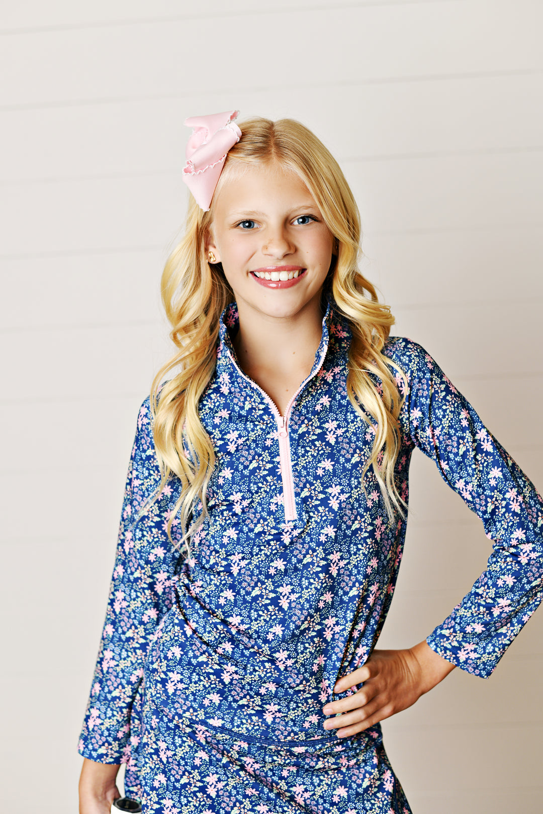 Navy Ditsy Floral Pullover Top
