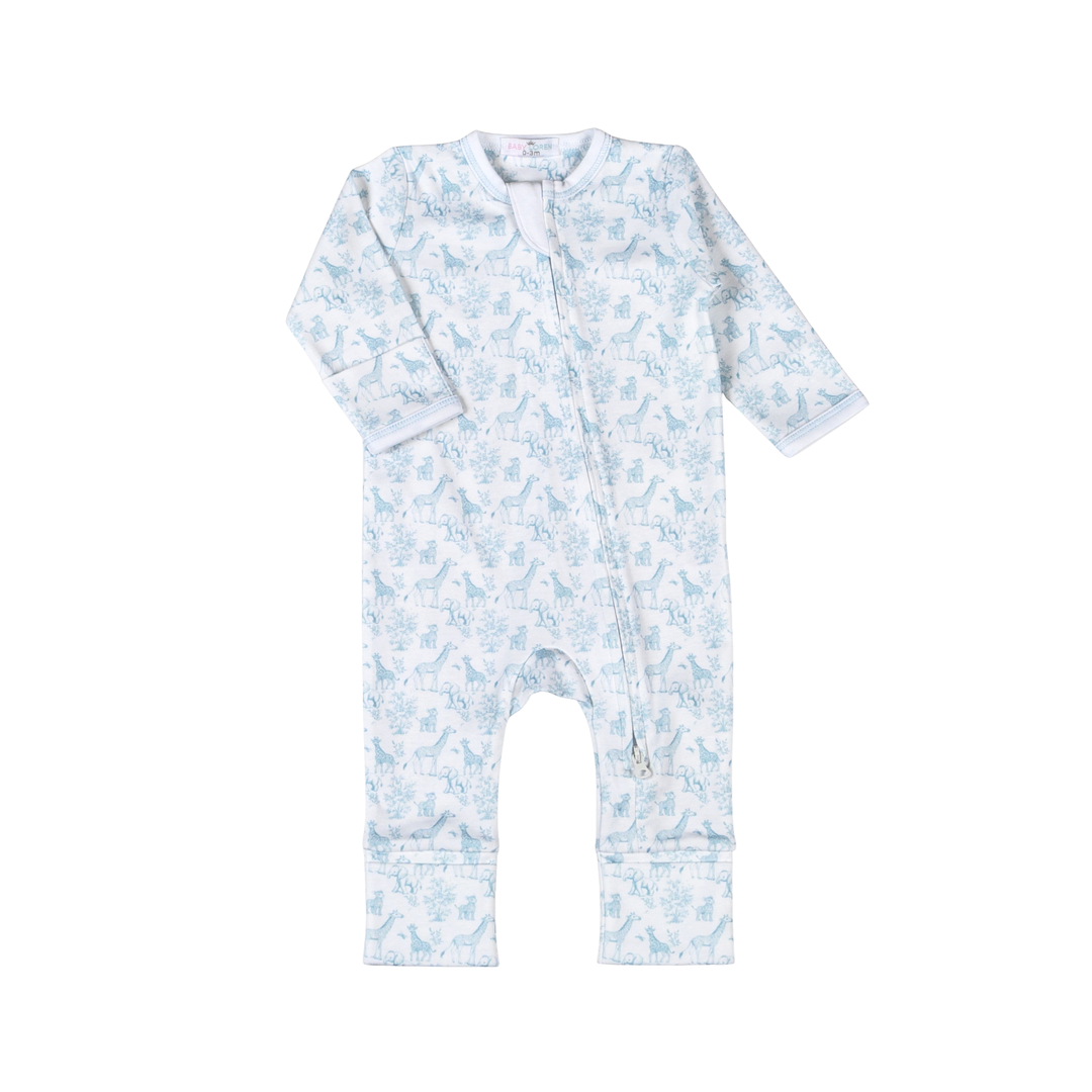 Blue Safari Zipper Footie