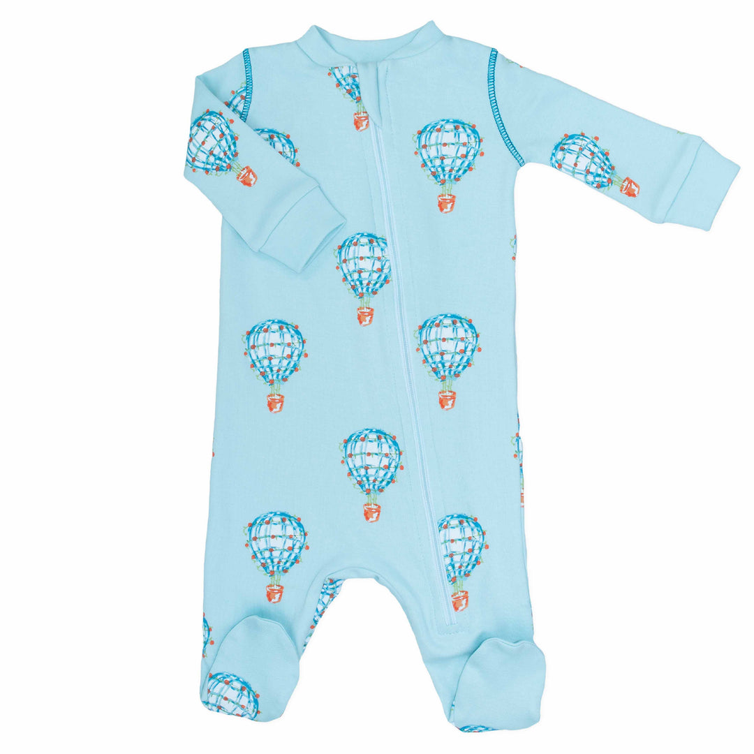 Footed Pajamas-Blue Hot Air Balloon