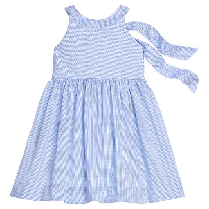 Bow Back Annie Dress- Royal Mini Gingham