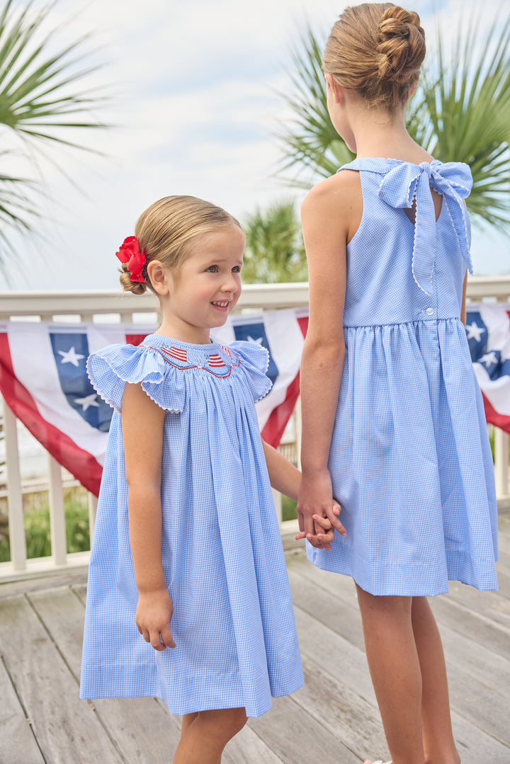 Smocked Bishop Dress- Flags