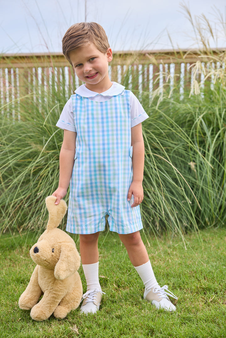 Button Tab John John Set- Briarcliff Plaid