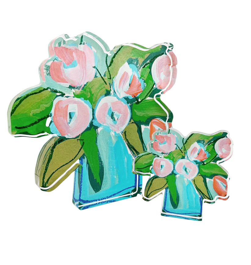 Coral Tulips Acrylic Bloom Block- 2 Sizes