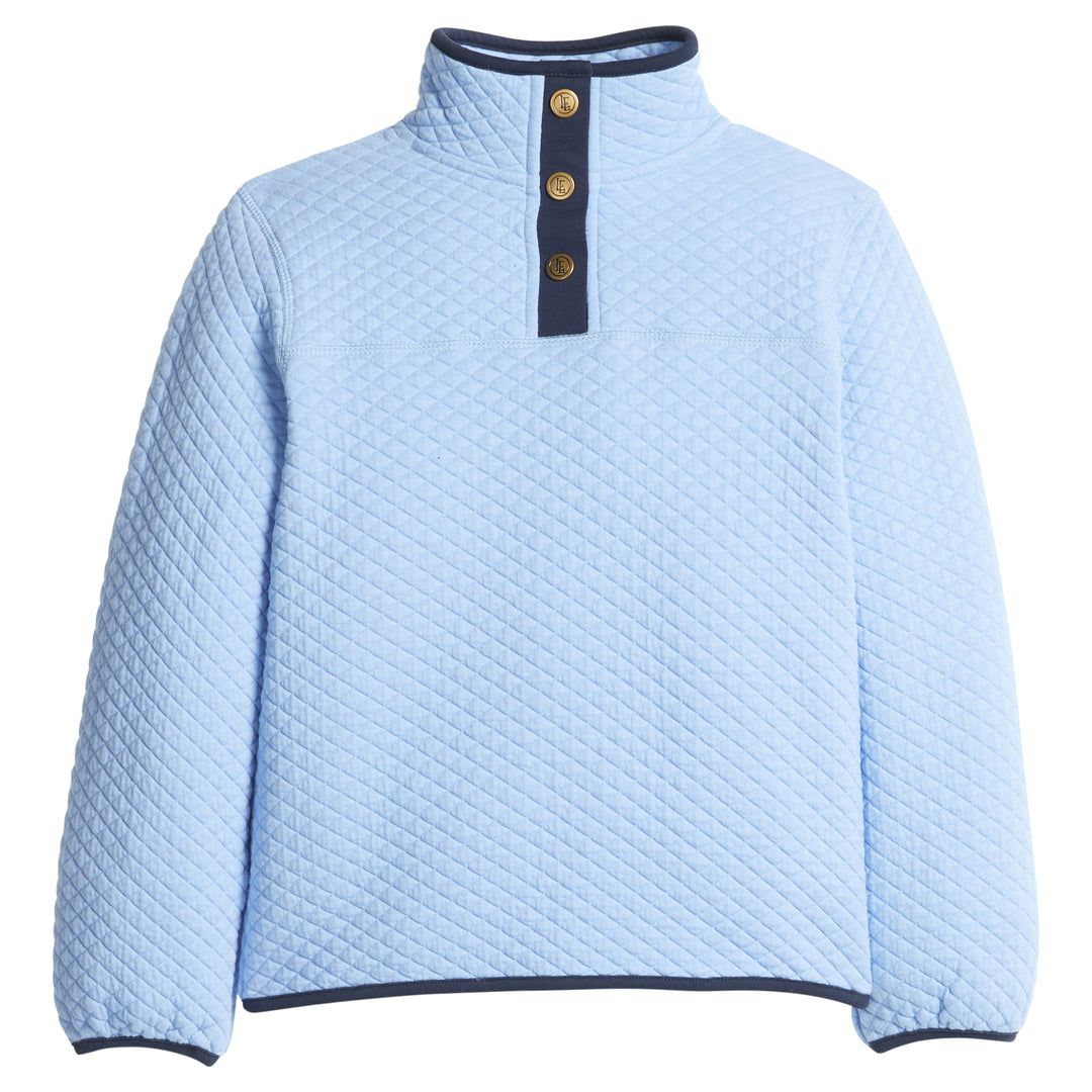 Classic Quilted Pullover- Light Blue | Navy