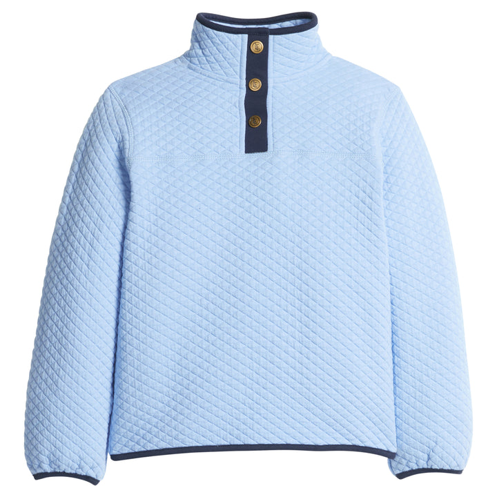 Classic Quilted Pullover- Light Blue | Navy