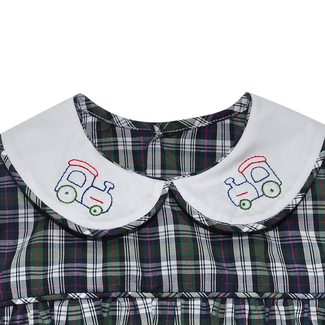 Navy Plaid Sawyer Bubble- Train