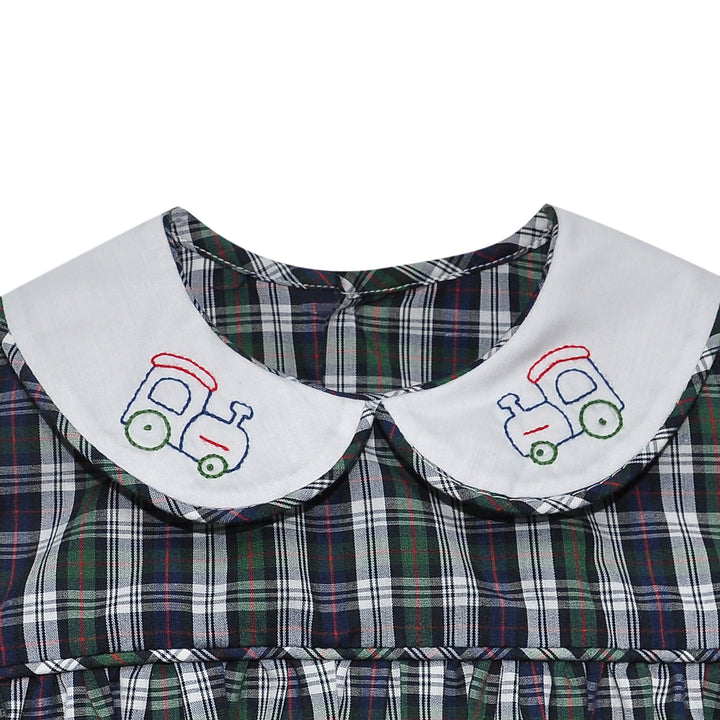 Navy Plaid Sawyer Bubble- Train