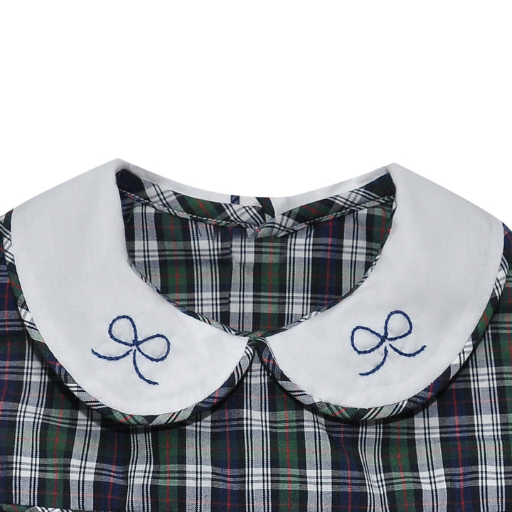 Navy Plaid Cayden Dress- Bows