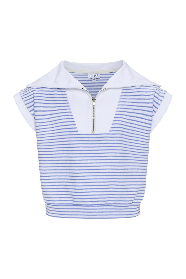 Callie Top- Blue | White French Terry