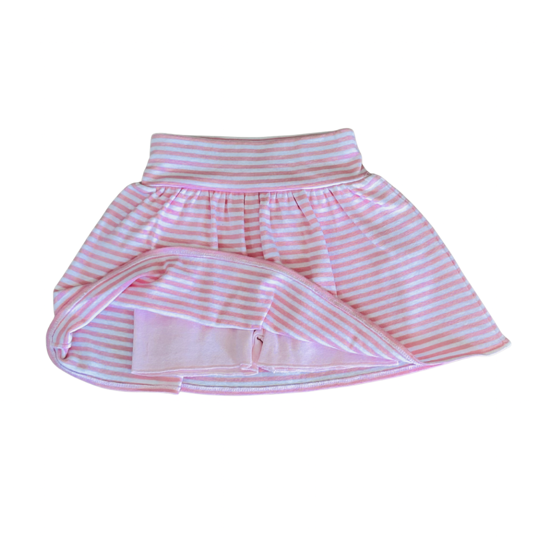 Knit Skort- Light Pink Stripe
