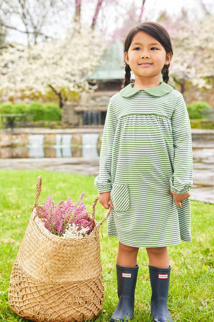 Evelyn Dress- Watercress Stripe