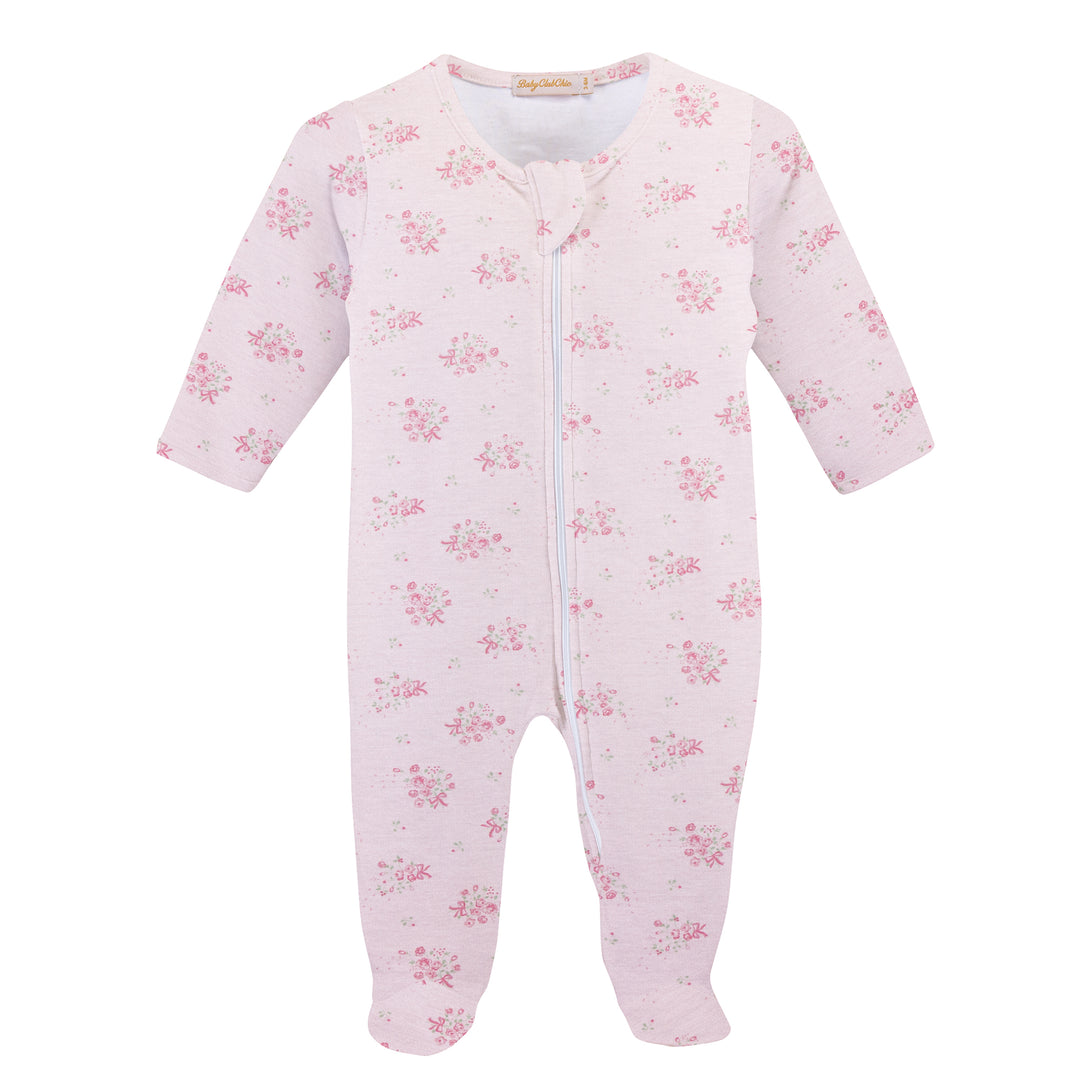 Tiny Bunches of Roses Zipper Footie