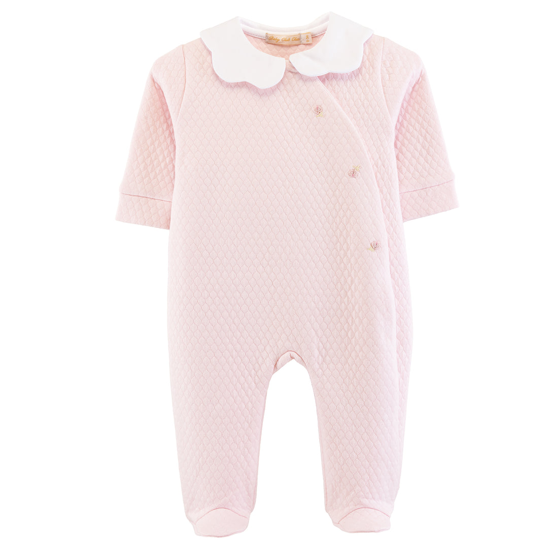 Rosebuds Jacquard Asymetrical Collared Footie